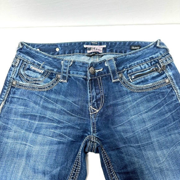 ReRock For Express Jeans Womens 4 Short Blue Denim Skinny Cotton Spandex LA - Picture 5 of 15